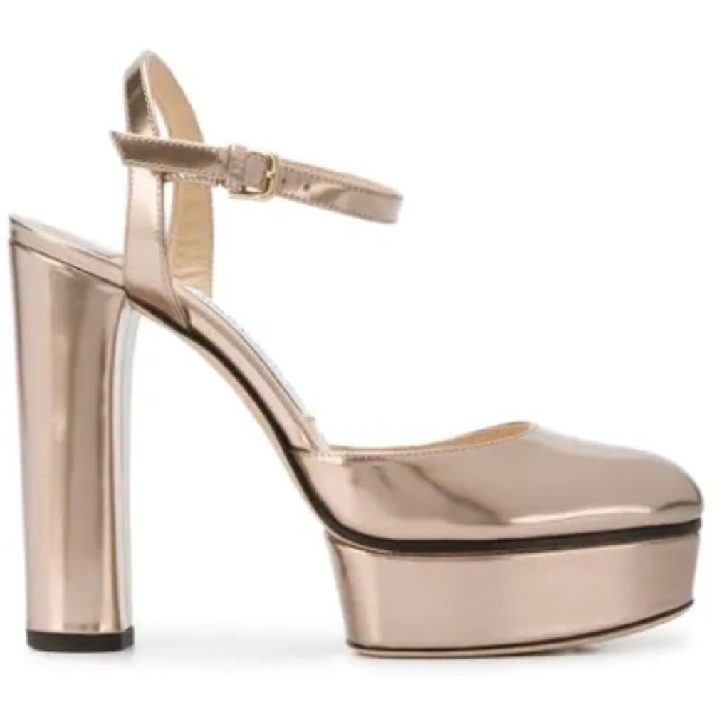 Maple 125 Ballet Pink Liquid Mirror Leather Platform Pumps.jimmy Choo!size 40